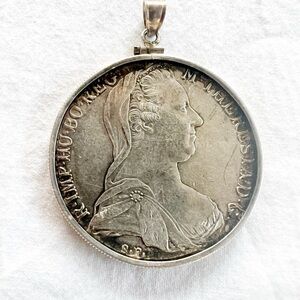 Vintage Austria Maria Theresa Thaler 1780 Silver Coin Pendant